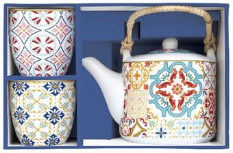 Picture of TEAPOT WITH CUPS IN FINE PORCELAIN IN GIFT BOX, TEAPOT 600ML